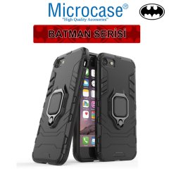 Microcase iPhone SE 2020 Batman Serisi Yüzük Standlı Armor Kılıf - Siyah