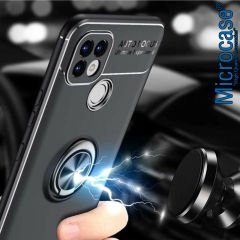 Microcase Realme C21 Focus Serisi Yüzük Standlı Silikon Kılıf - Siyah