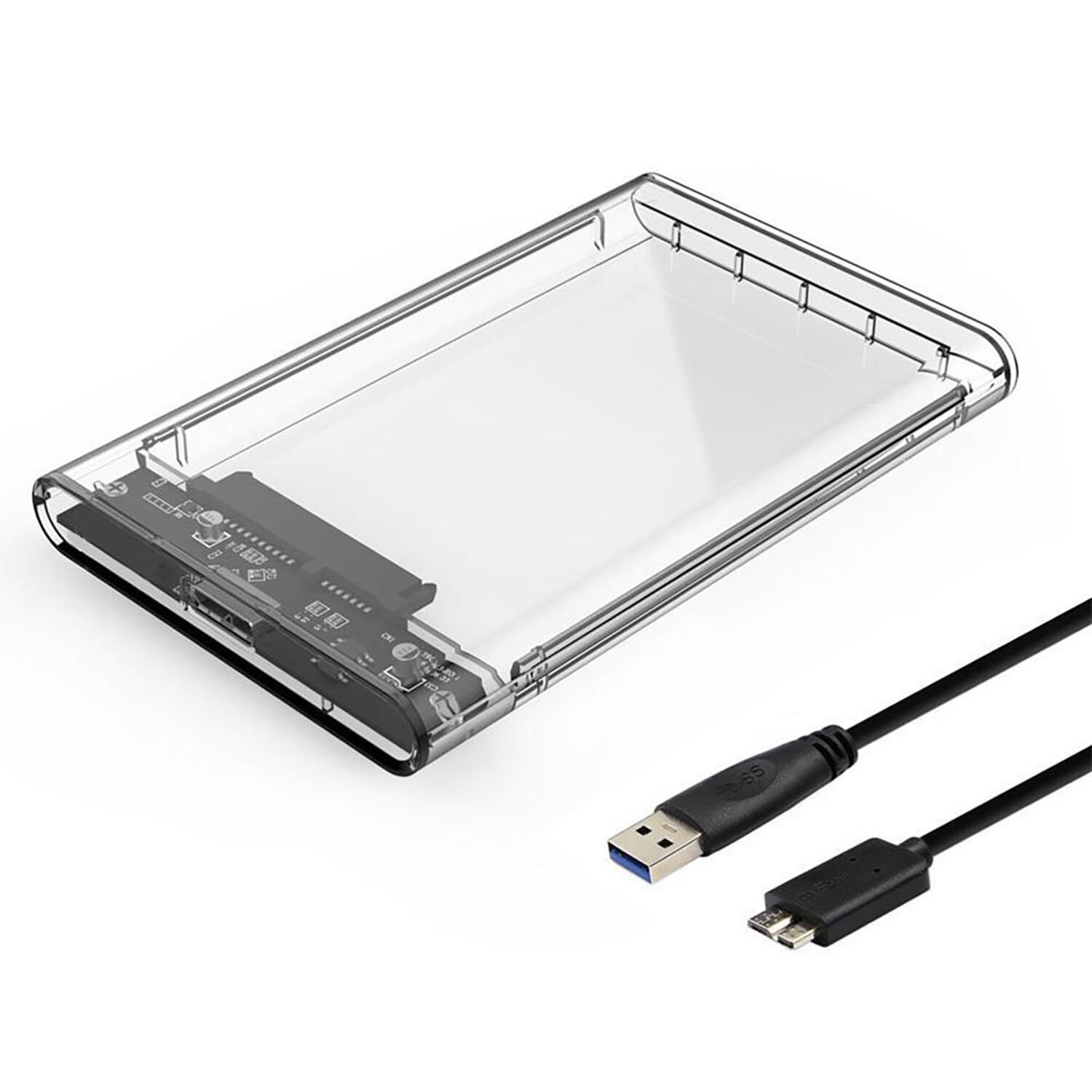 Microcase Taşınabilir Yüksek Hızlı 5Gbps USB 3.0 SATA 2.5 inch Harici Harddisk Kutusu - AL3514 Şeffaf