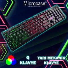 Microcase RGB Işıklı Gaming Oyuncu Klavye Yarı Mekanik USB Kablolu Türkçe Q - AL4178
