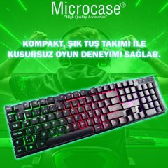 Microcase RGB Işıklı Gaming Oyuncu Klavye Yarı Mekanik USB Kablolu Türkçe Q - AL4178
