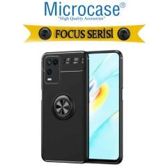 Microcase Oppo A54 Focus Serisi Yüzük Standlı Silikon Kılıf - Siyah