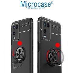 Microcase Oppo A54 Focus Serisi Yüzük Standlı Silikon Kılıf - Siyah