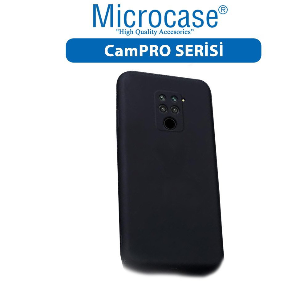 Microcase Xiaomi Redmi Note 9 CamPRO Serisi Kamera Korumalı Silikon Kılıf - Siyah