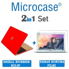 Microcase Macbook Air 13.3 Shell Rubber Kapak Kılıf + Ekran Filmi