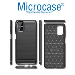 Samsung M31S Brushed Carbon Fiber Silikon Kılıf - Siyah