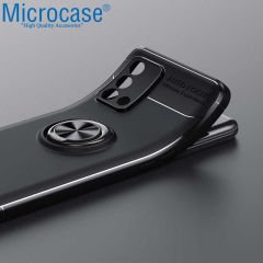 Microcase Oppo A74 Focus Serisi Yüzük Standlı Silikon Kılıf - Siyah