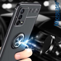 Microcase Oppo A74 Focus Serisi Yüzük Standlı Silikon Kılıf - Siyah