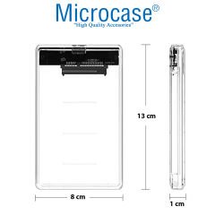Microcase Taşınabilir Yüksek Hızlı 5Gbps USB 2.0/3.0 SATA 2.5 inch Harici Harddisk Kutusu - AL3515 Şeffaf
