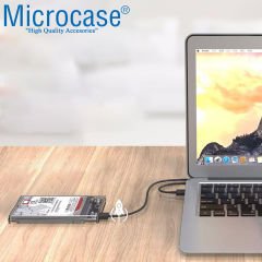 Microcase Taşınabilir Yüksek Hızlı 5Gbps USB 2.0/3.0 SATA 2.5 inch Harici Harddisk Kutusu - AL3515 Şeffaf