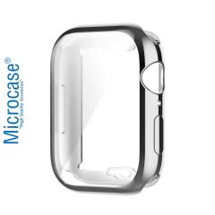 Microcase Apple Watch 7 45 mm Önü Kapalı Silikon Kılıf - Gümüş