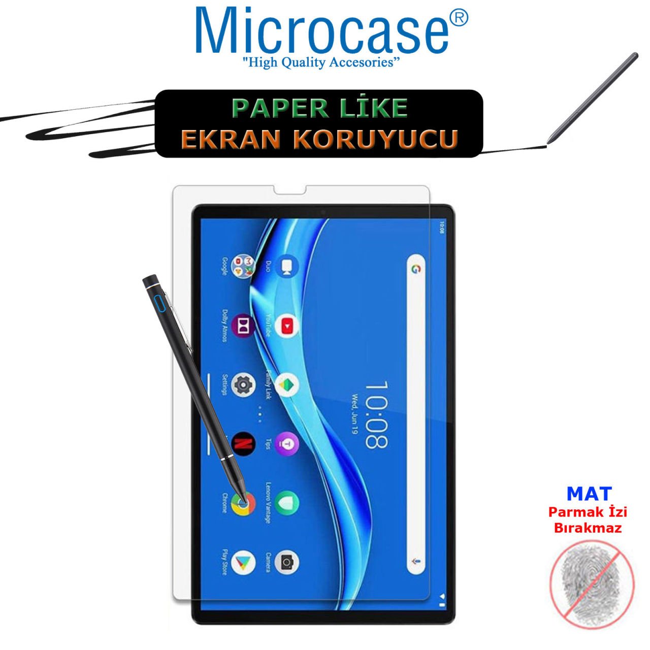 Microcase Lenovo Tab M10 10.3 TB-X606 X606F Paper Like Pencil Destekli Kağıt Hissi Veren Mat Ekran Koruyucu