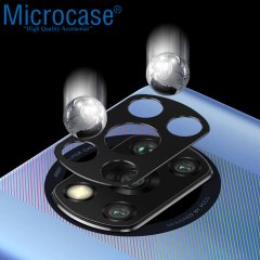 Microcase Xiaomi Poco X3 NFC Kamera Lens Koruma Halkası - Kapalı Tasarım Siyah