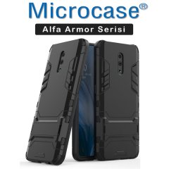 Microcase Oppo Reno Alfa Serisi Armor Standlı Perfect Koruma Kılıf + Tempered Glass Cam Koruma (SEÇENEKLİ)