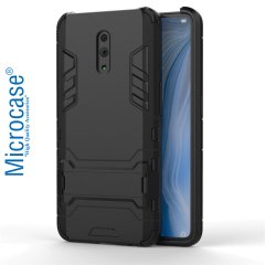 Microcase Oppo Reno Alfa Serisi Armor Standlı Perfect Koruma Kılıf + Tempered Glass Cam Koruma (SEÇENEKLİ)