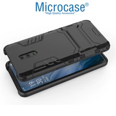 Microcase Oppo Reno Alfa Serisi Armor Standlı Perfect Koruma Kılıf + Tempered Glass Cam Koruma (SEÇENEKLİ)