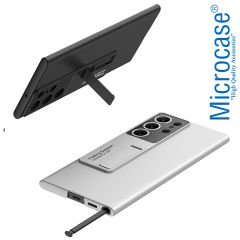 Microcase Samsung Galaxy S22 Ultra ile uyumlu Standlı Sert Plastik Mat Kılıf - AL3566