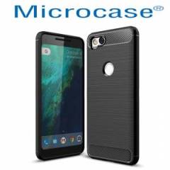 Google Pixel 2 Brushed Carbon Fiber Silikon TPU Kılıf + Cam