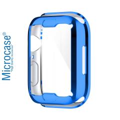 Microcase Apple Watch 7 45 mm Önü Kapalı Silikon Kılıf - Mavi