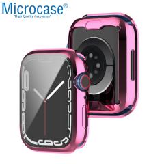 Microcase Apple Watch 7 45 mm Önü Kapalı Silikon Kılıf - Pembe