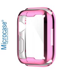 Microcase Apple Watch 7 45 mm Önü Kapalı Silikon Kılıf - Pembe