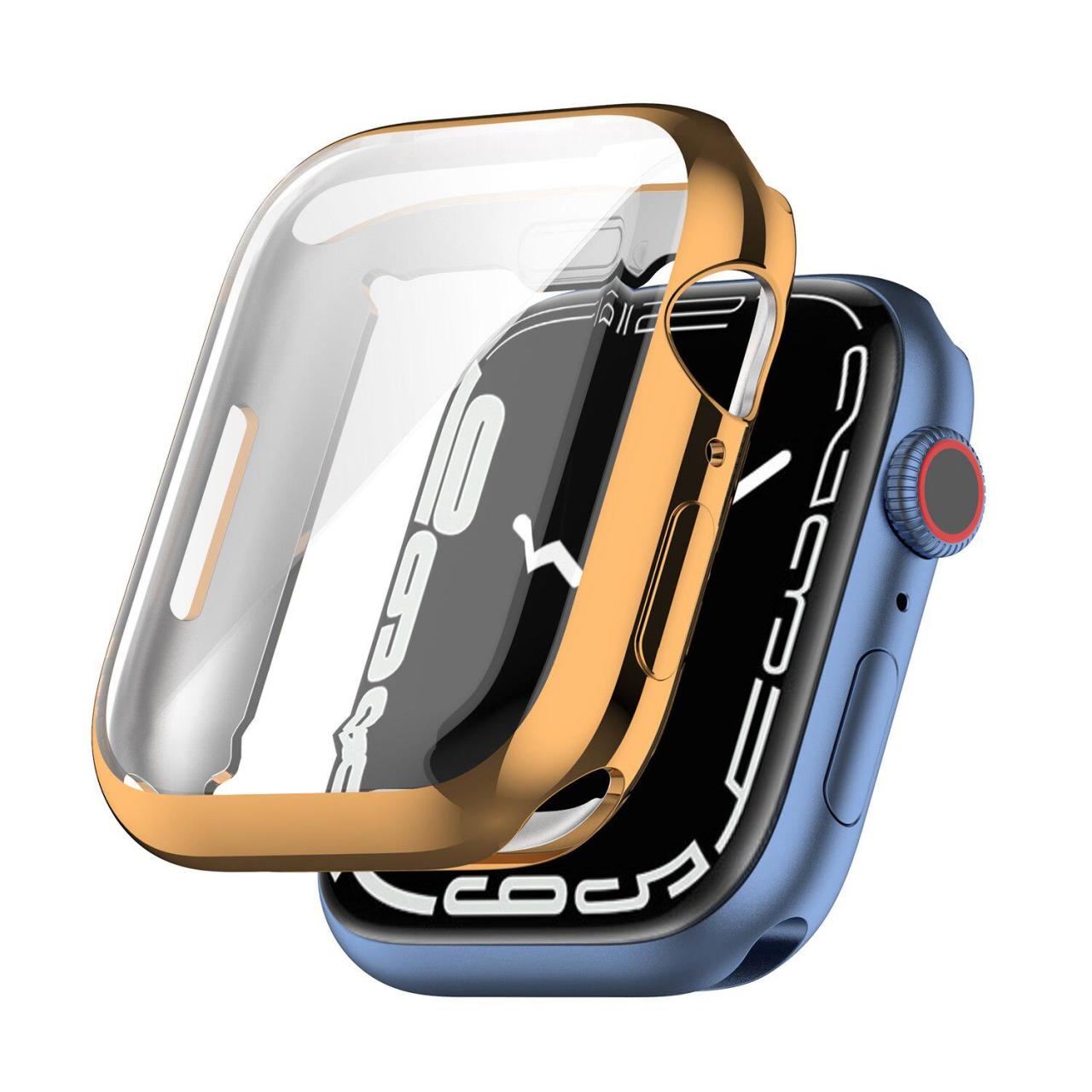 Microcase Apple Watch 7 45 mm Önü Kapalı Silikon Kılıf - Rose Gold