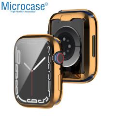 Microcase Apple Watch 7 45 mm Önü Kapalı Silikon Kılıf - Rose Gold