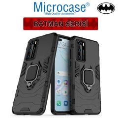Microcase Huawei P40 Batman Serisi Yüzük Standlı Armor Kılıf - Siyah