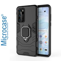 Microcase Huawei P40 Batman Serisi Yüzük Standlı Armor Kılıf - Siyah