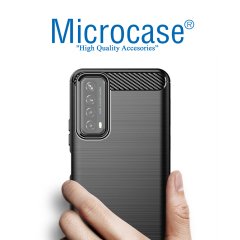 Huawei P Smart 2021 Brushed Carbon Fiber Silikon Kılıf