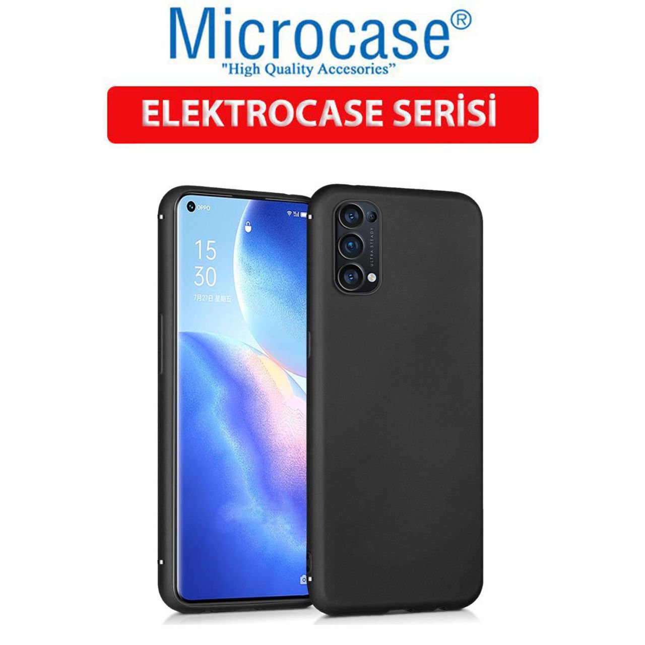 Microcase Oppo Reno 5 Pro 5G Elektrocase Serisi Kamera Korumalı Silikon Kılıf - Siyah