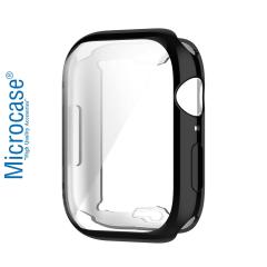 Microcase Apple Watch 7 45 mm Önü Kapalı Silikon Kılıf - Siyah
