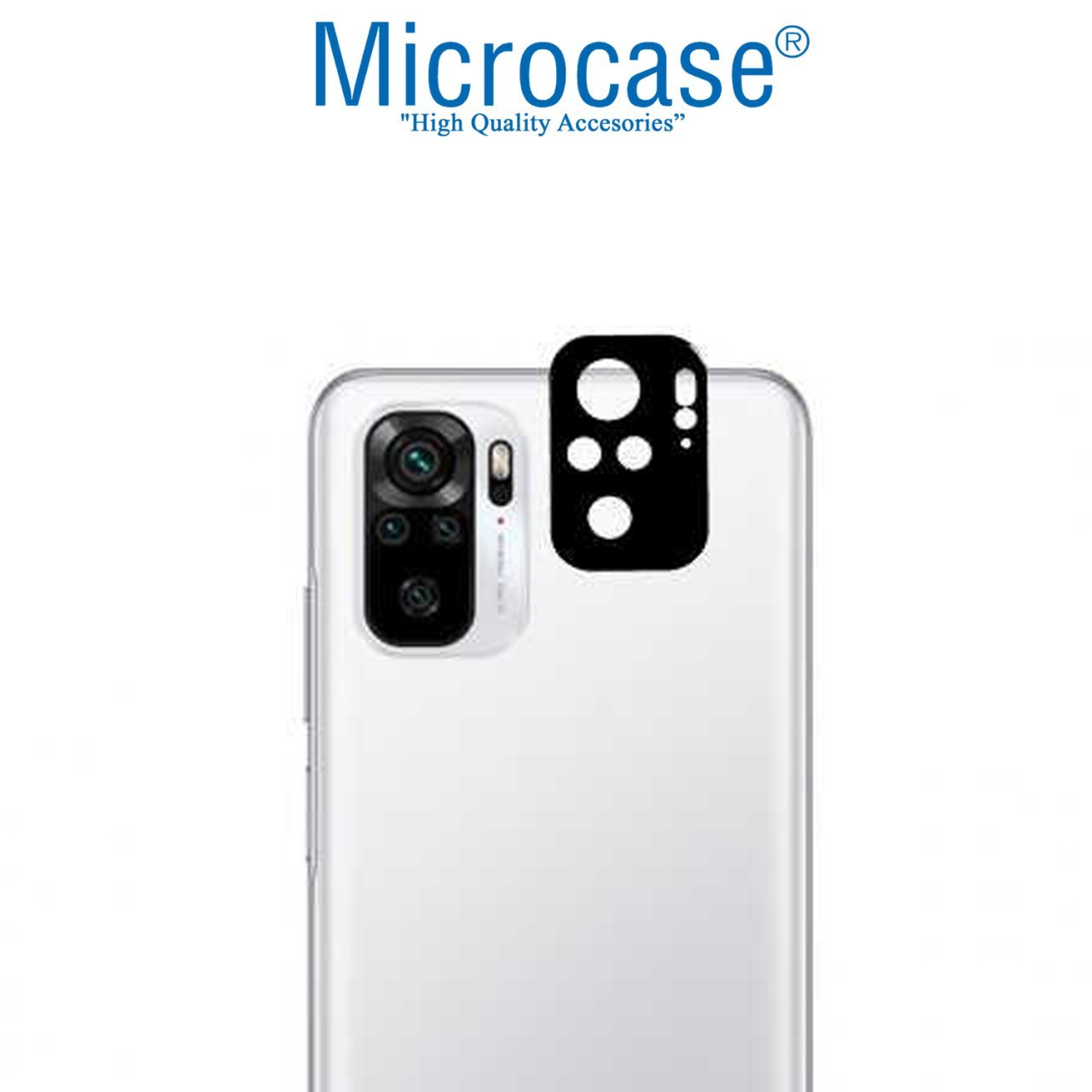 Microcase Xiaomi Redmi Note 10S Kamera Lens Koruma Halkası - Kapalı Tasarım Siyah