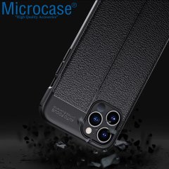 iPhone 12 Pro Leather Tpu Silikon Kılıf - Siyah
