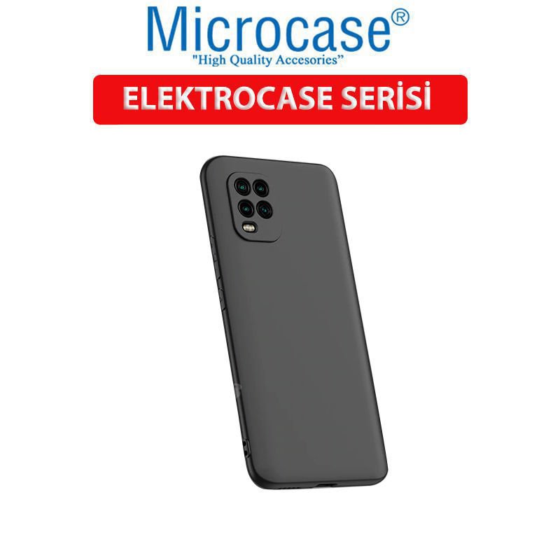 Microcase Xiaomi Mi 10 Lite - Mi 10 Youth Elektrocase Serisi Kamera Korumalı Silikon Kılıf - Siyah