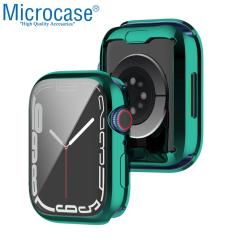 Microcase Apple Watch 7 45 mm Önü Kapalı Silikon Kılıf - Petrol Yeşili