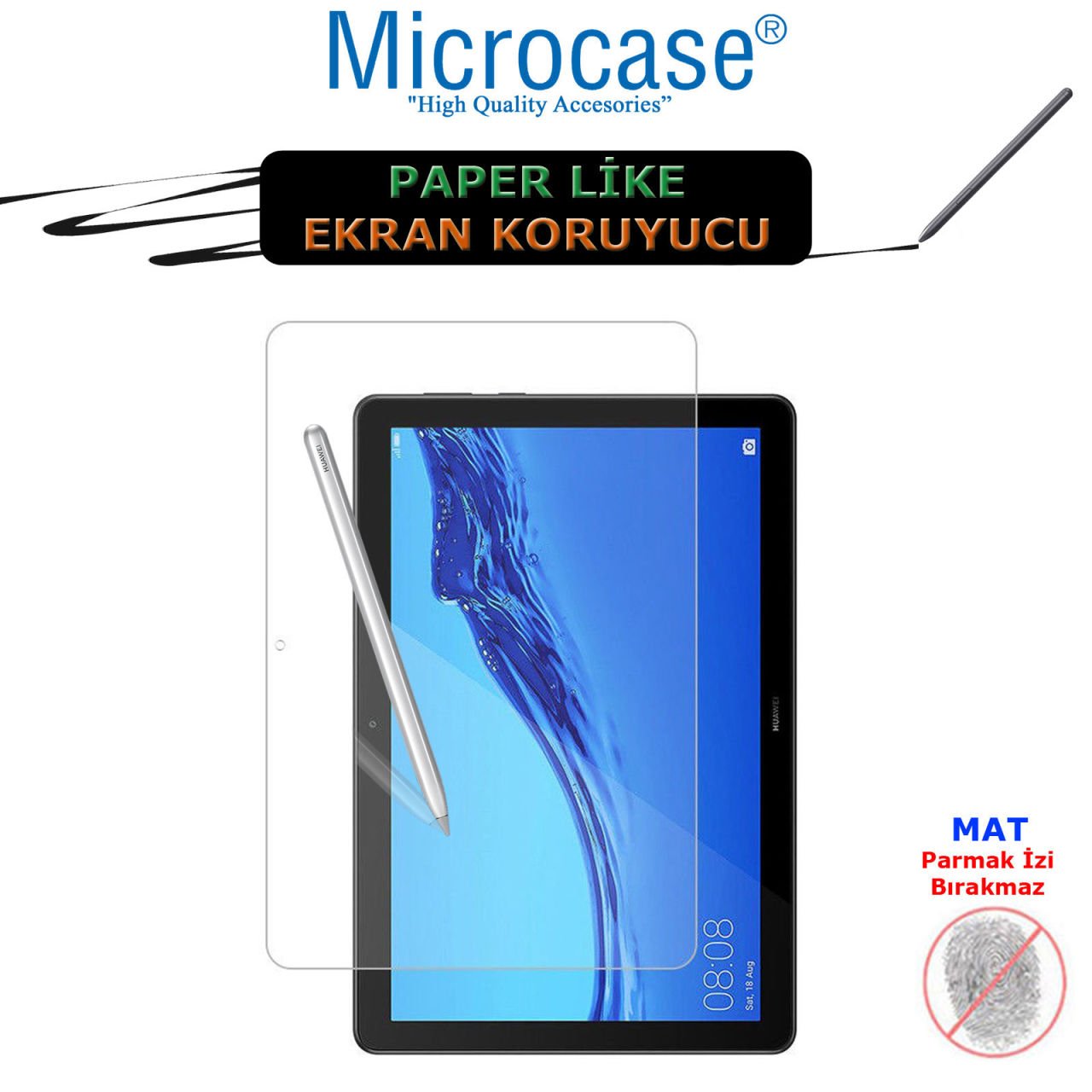 Microcase Huawei Mediapad T5 10.1 Paper Like Pencil Destekli Kağıt Hissi Veren Mat Ekran Koruyucu