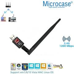 Microcase 2.4GHz 1200 Mbps USB Wireless Adaptör WiFi Anten 15 cm - AL2751
