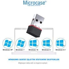 Microcase 2.4GHz 300 Mbps USB Wireless Adaptör WiFi Anten 15.5 cm - AL4221