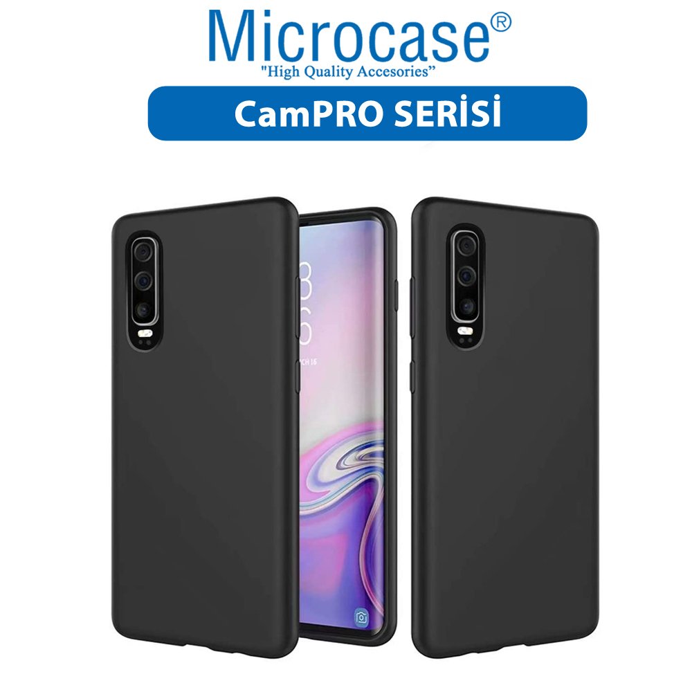 Microcase Huawei P30 CamPRO Serisi Kamera Korumalı Silikon Kılıf - Siyah