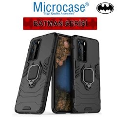 Microcase Huawei P40 Pro Batman Serisi Yüzük Standlı Armor Kılıf - Siyah