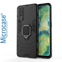 Microcase Oppo Find X2 Batman Serisi Yüzük Standlı Armor Kılıf - Siyah