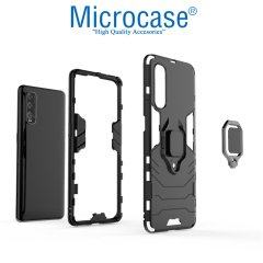 Microcase Oppo Find X2 Batman Serisi Yüzük Standlı Armor Kılıf - Siyah