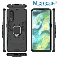 Microcase Oppo Find X2 Batman Serisi Yüzük Standlı Armor Kılıf - Siyah