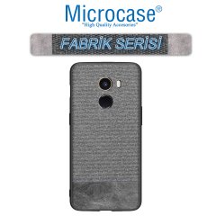 Microcase Xiaomi Mi Mix 2 Fabrik Serisi Kumaş ve Deri Desen Kılıf - Gri