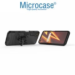 Microcase Realme 6 Pro Batman Serisi Yüzük Standlı Armor Kılıf - Siyah