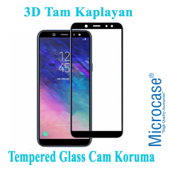 Galaxy A6 2018 3D Curved Tam Kaplayan Tempered Cam Koruma-SİYAH