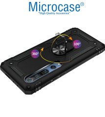 Microcase Xiaomi Mi 10 Anka Serisi Yüzük Standlı Armor Kılıf - Siyah