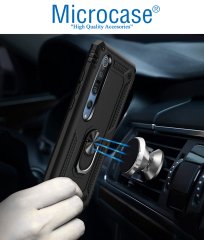 Microcase Xiaomi Mi 10 Anka Serisi Yüzük Standlı Armor Kılıf - Siyah