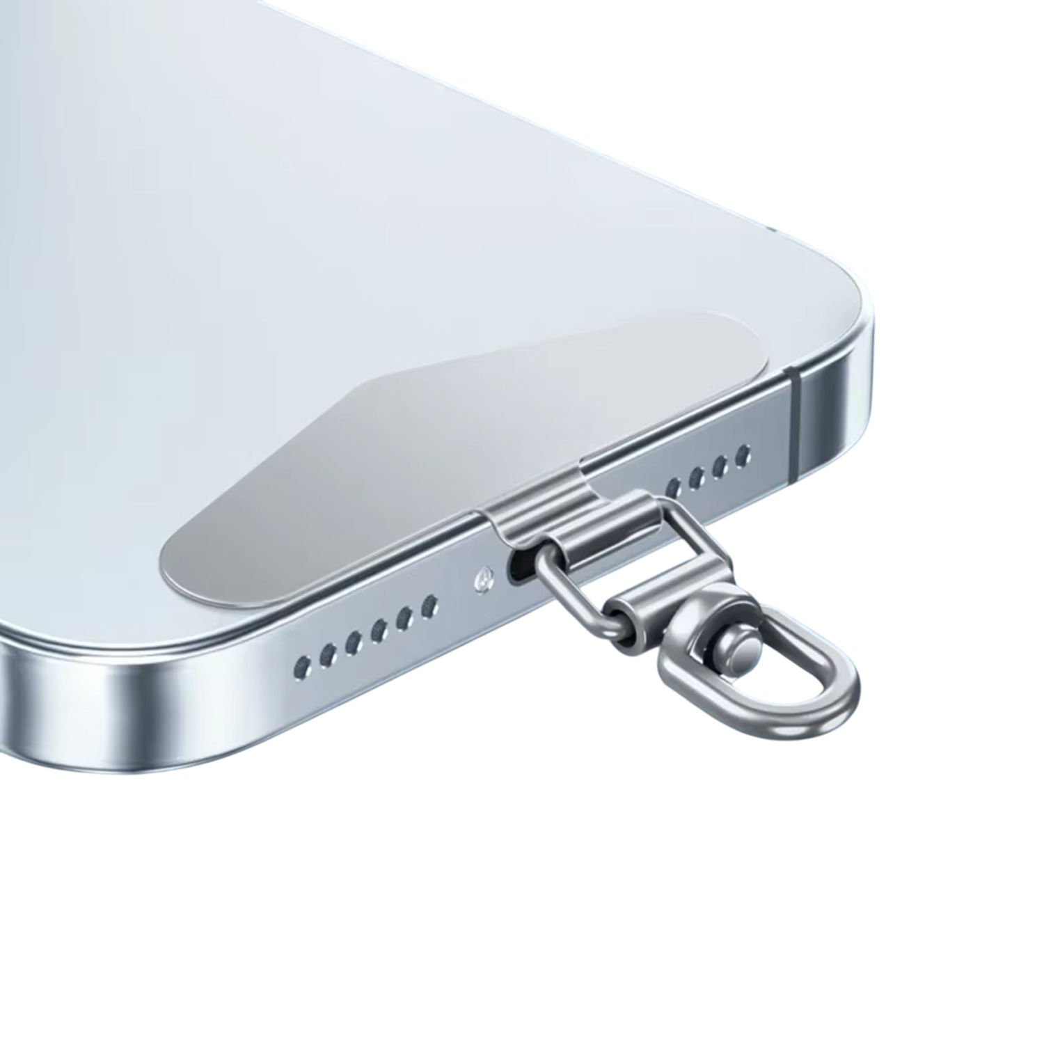 Microcase  360 Döner Başlıklı Telefon  İp Askılıklar için Paslanmaz Çelik   Tutacak Bağlantı Parçası-AL4927 Gümüş